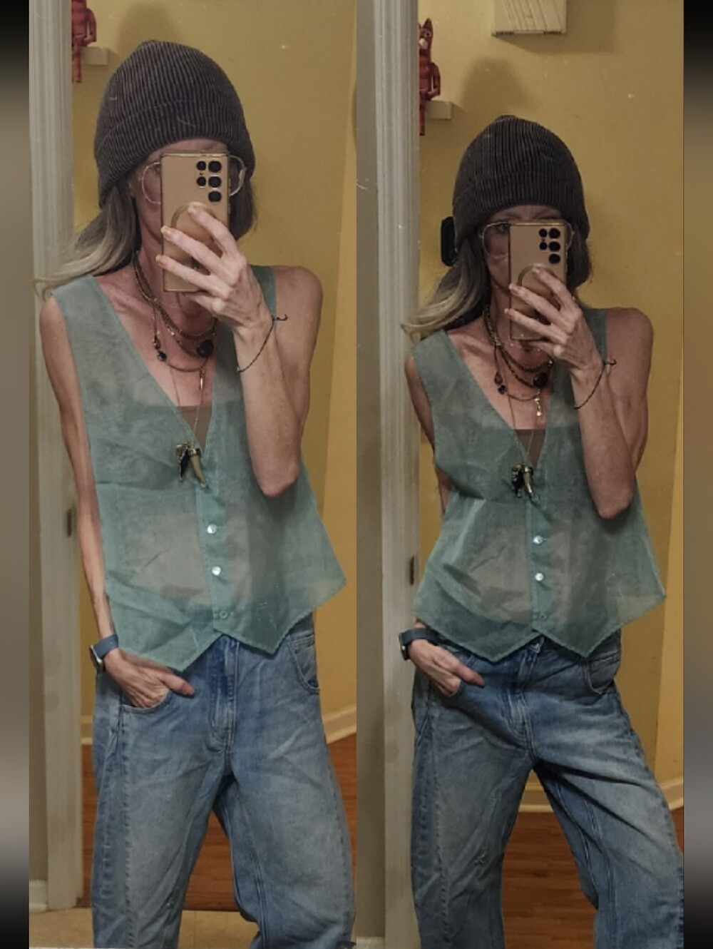 Free People x Nigel Preston sheer menswear vest tank nwt oversized xs
